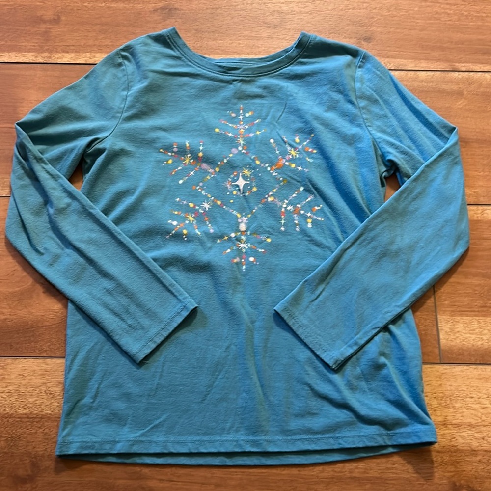 Blue longsleeve snowflake t shirt